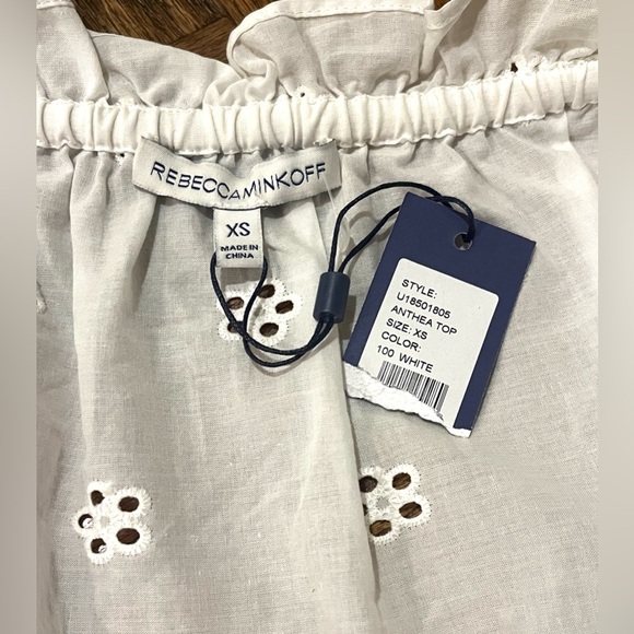Rebecca Minkoff Anthea Off The Shoulder Eyelet Top Boho Peasant Shirt XS NEW - Picture 6 of 7